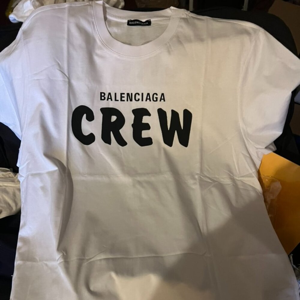 Balenciaga CREW Slogan T-Shirt Short Sleeve White Unisex Size XXL - Picture 3 of 4